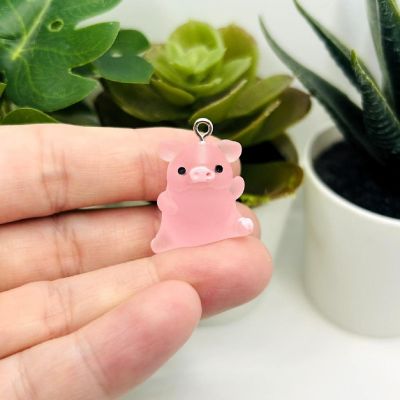 4 Pcs Pink Acrylic Pig Charms Image 1