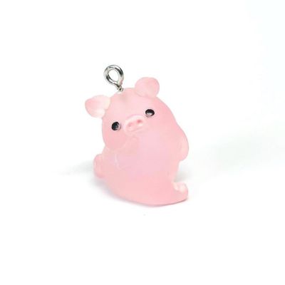 4 Pcs Pink Acrylic Pig Charms Image 1