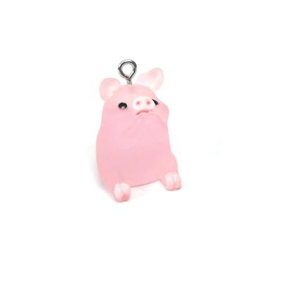4 Pcs Pink Acrylic Pig Charms Image 1