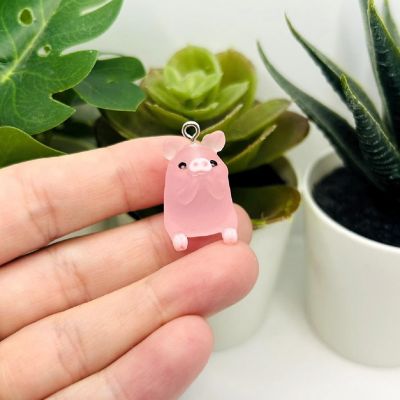 4 Pcs Pink Acrylic Pig Charms Image 1