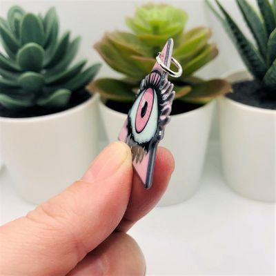 4 Pcs Pink Evil Eye Halloween Charms Image 3