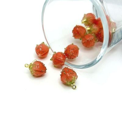 4 Pcs Pink Resin Flower Bud Charms Image 1