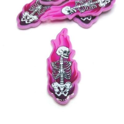 4 Pcs Pink Skeleton Punk Charms Image 1