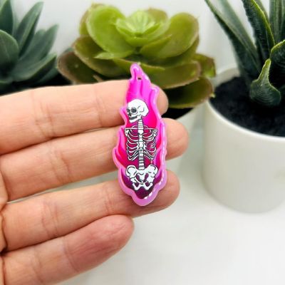 4 Pcs Pink Skeleton Punk Charms Image 2