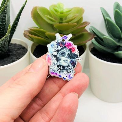 4 Pcs Pink Sugar Skull Pendants Image 2