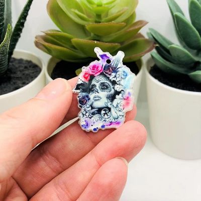 4 Pcs Pink Sugar Skull Pendants Image 3