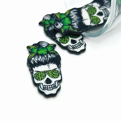 4 Pcs Punk St. Patrick's Day Skulls Image 1