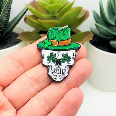 4 Pcs Punk St. Patrick's Day Skulls Image 1