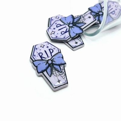 4 Pcs Purple Coffin Halloween Charms Image 1