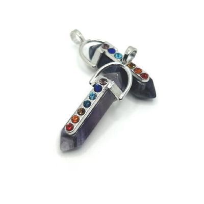4 Pcs Purple Quartz with Chakra Stones Image 1
