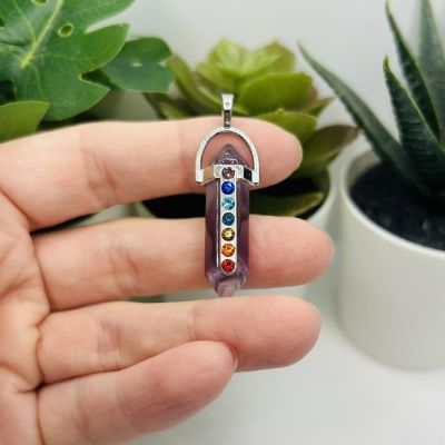 4 Pcs Purple Quartz with Chakra Stones Image 1