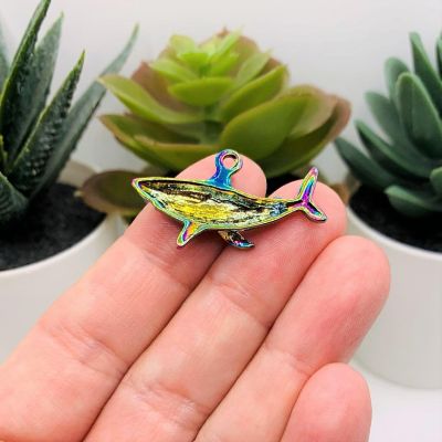 4 Pcs Rainbow Oil Slick Shark Charms Image 2