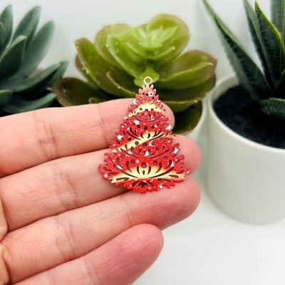 4 Pcs Red Christmas Tree Charms Image 1