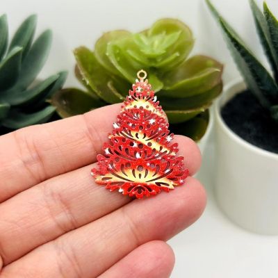 4 Pcs Red Christmas Tree Charms Image 2