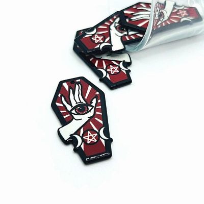 4 Pcs Red Coffin with Seeing Eye Charms Image 1