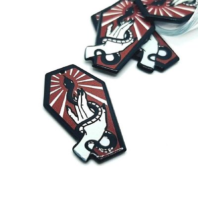 4 Pcs Red Coffin with Snake Charms Image 1
