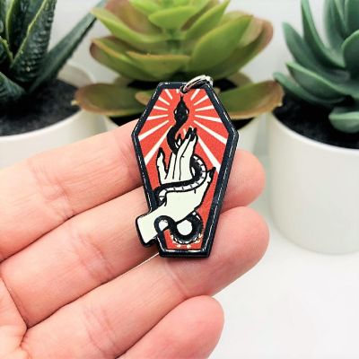 4 Pcs Red Coffin with Snake Charms Image 1