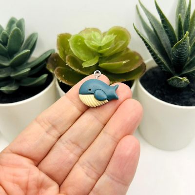 4 Pcs Resin Blue Whale Charm Pendants Image 1