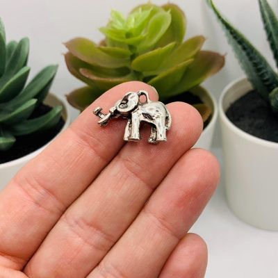 4 Pcs Silver African Elephant 3D Charms Image 1