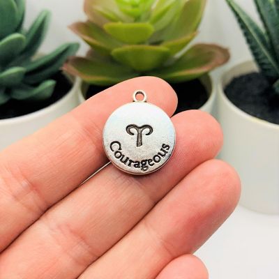 4 Pcs Silver Aries Zodiac Coin Charms Image 2