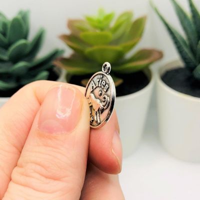 4 Pcs Silver Aries Zodiac Coin Charms Image 3