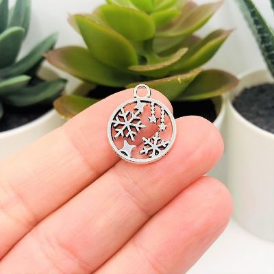 4 Pcs Silver Christmas Ornament Charms Image 1