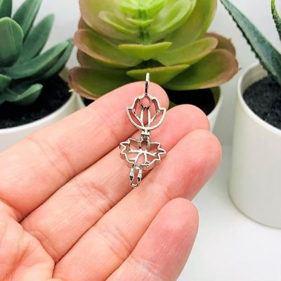 4 Pcs Silver Lotus Diffuser Lockets Image 1