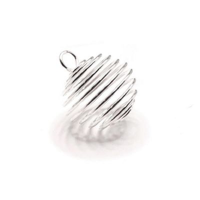 4 Pcs Silver Spiral Lantern Bead Cages Image 1