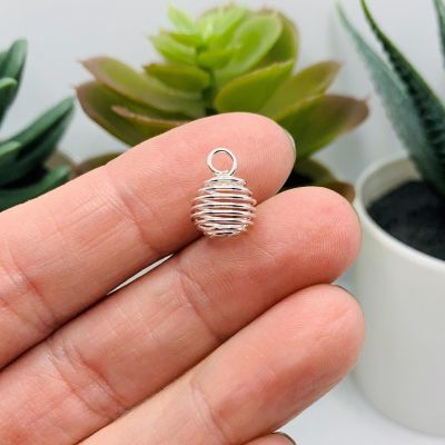 4 Pcs Silver Spiral Lantern Bead Cages Image 1