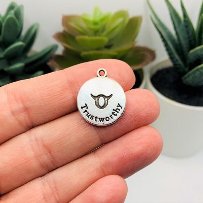 4 Pcs Silver Taurus Zodiac Coin Charms Image 2
