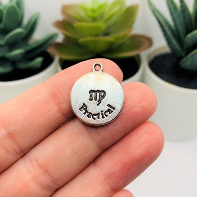 4 Pcs Silver Virgo Zodiac Coin Charms Image 2
