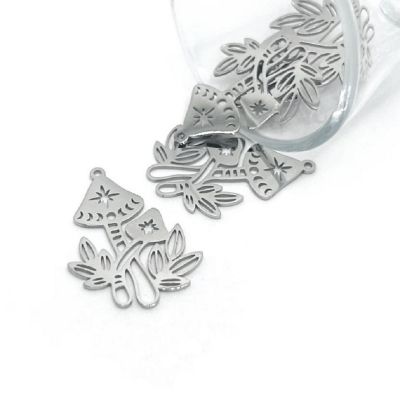 4 Pcs Steel Mushroom Pendants Image 1