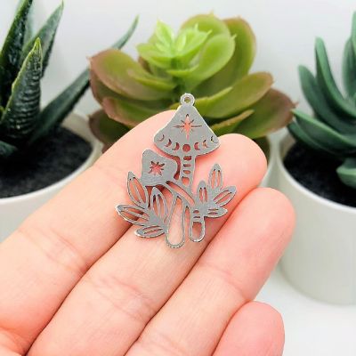 4 Pcs Steel Mushroom Pendants Image 1