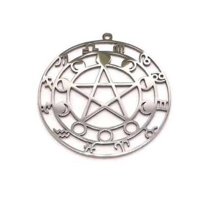 4 Pcs Steel Zodiac Pentacle Pendant Image 1