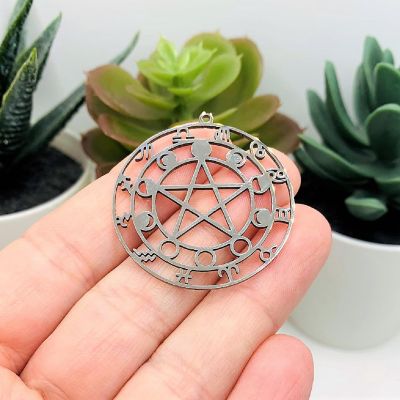 4 Pcs Steel Zodiac Pentacle Pendant Image 1