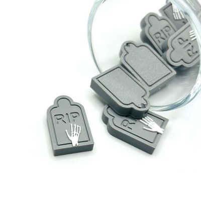 4 Pcs Tombstone Halloween Charms Image 1
