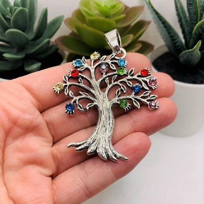 4 Pcs Tree Pendant with Rhinestones Image 1