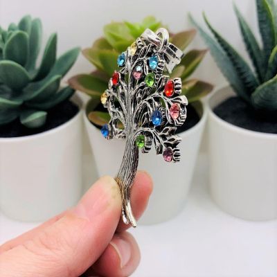 4 Pcs Tree Pendant with Rhinestones Image 3