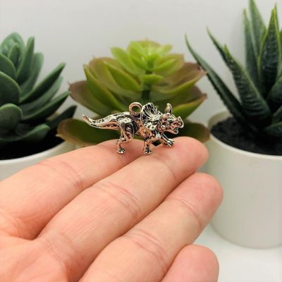 4 Pcs Triceratops 3D Dinosaur Charms Image 1