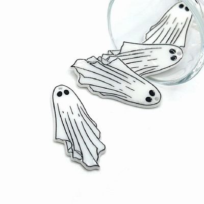 4 Pcs White Goth Ghost Halloween Charms Image 1