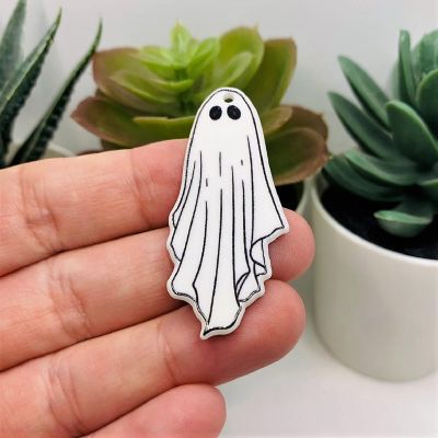 4 Pcs White Goth Ghost Halloween Charms Image 1