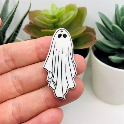 4 Pcs White Goth Ghost Halloween Charms Image 2