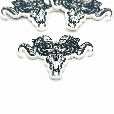 4 Pcs White Ram Skull Charms Image 1