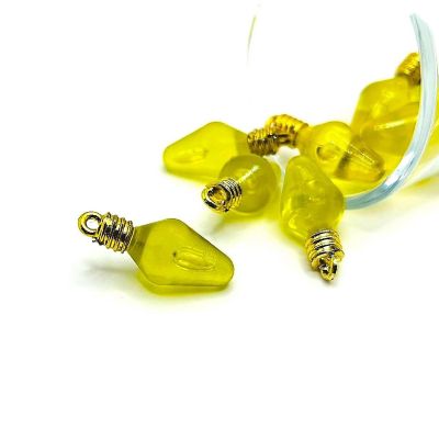 4 Pcs Yellow Christmas Lightbulb Charms Image 1