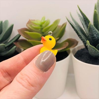 4 Pcs Yellow Rubber Duck Charms Image 1