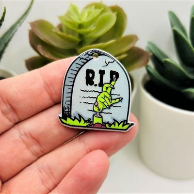 4 Pcs Zombie Gravestone Pendant Image 2