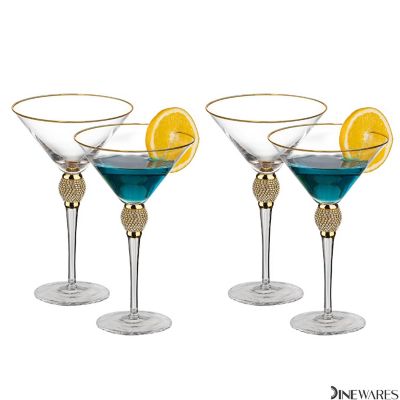 4 Piece Martini Glasses with Gold Rim Image 1