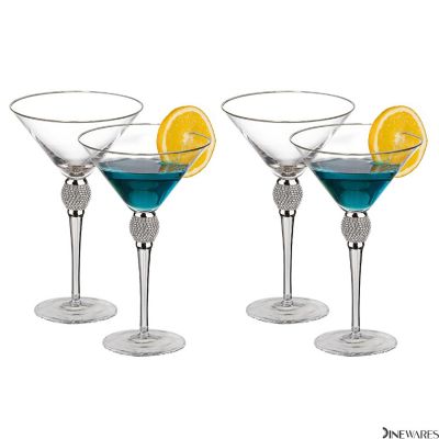 4 Piece Martini Glasses with SilverRim Image 1