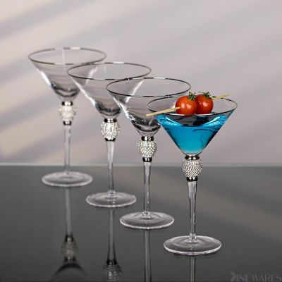 4 Piece Martini Glasses with SilverRim Image 1