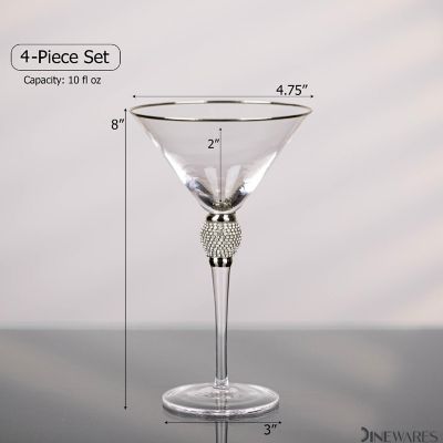 4 Piece Martini Glasses with SilverRim Image 2